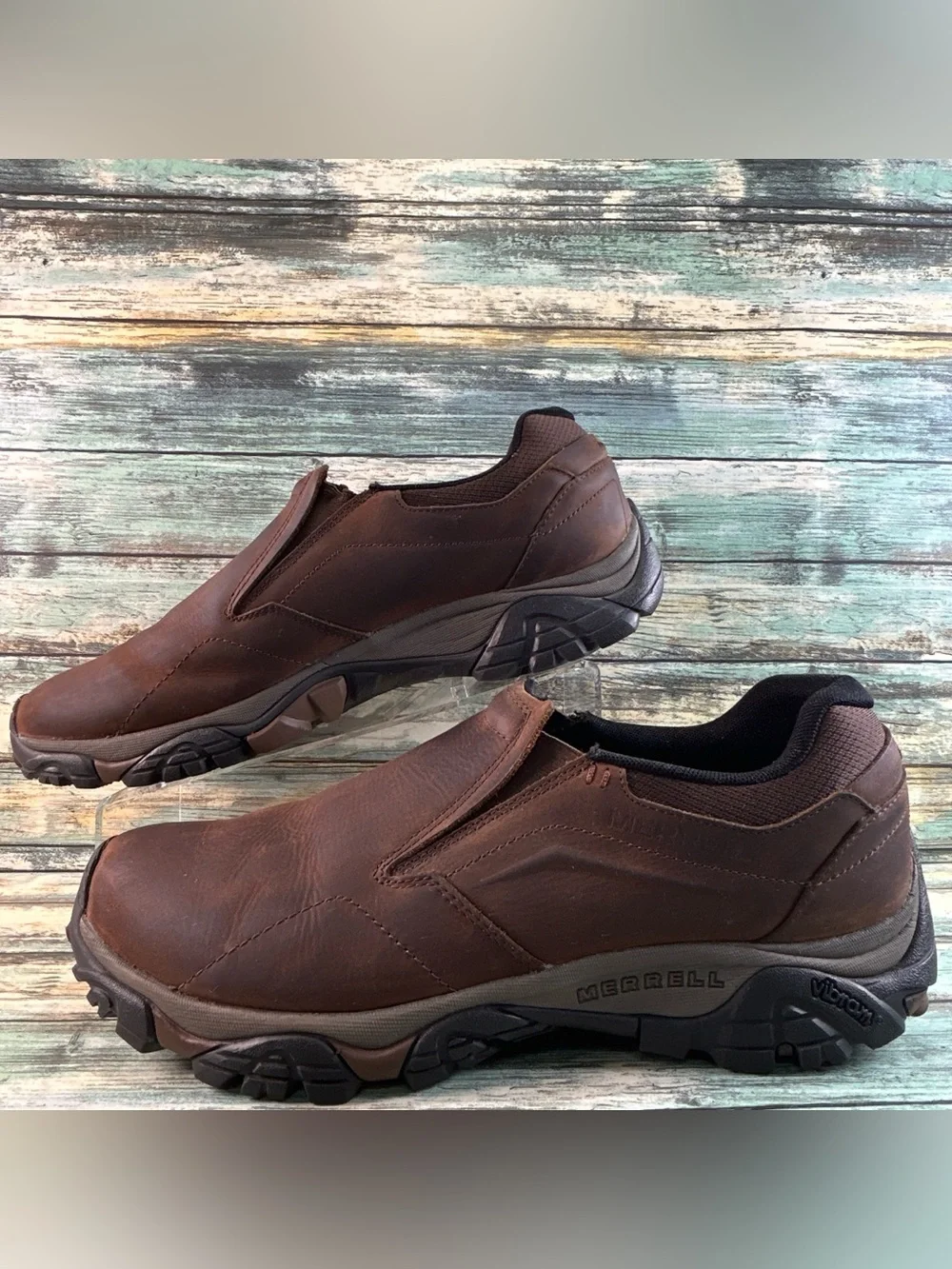 Merrell Moab Adventure Moc Hiking Shoe Mens 13 Brown Leather Vibram Sole Casual